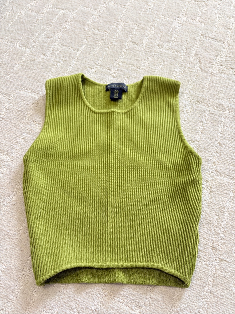 House of Harlow 1960 Chartreuse Ribbed Sleeveless Knit Top